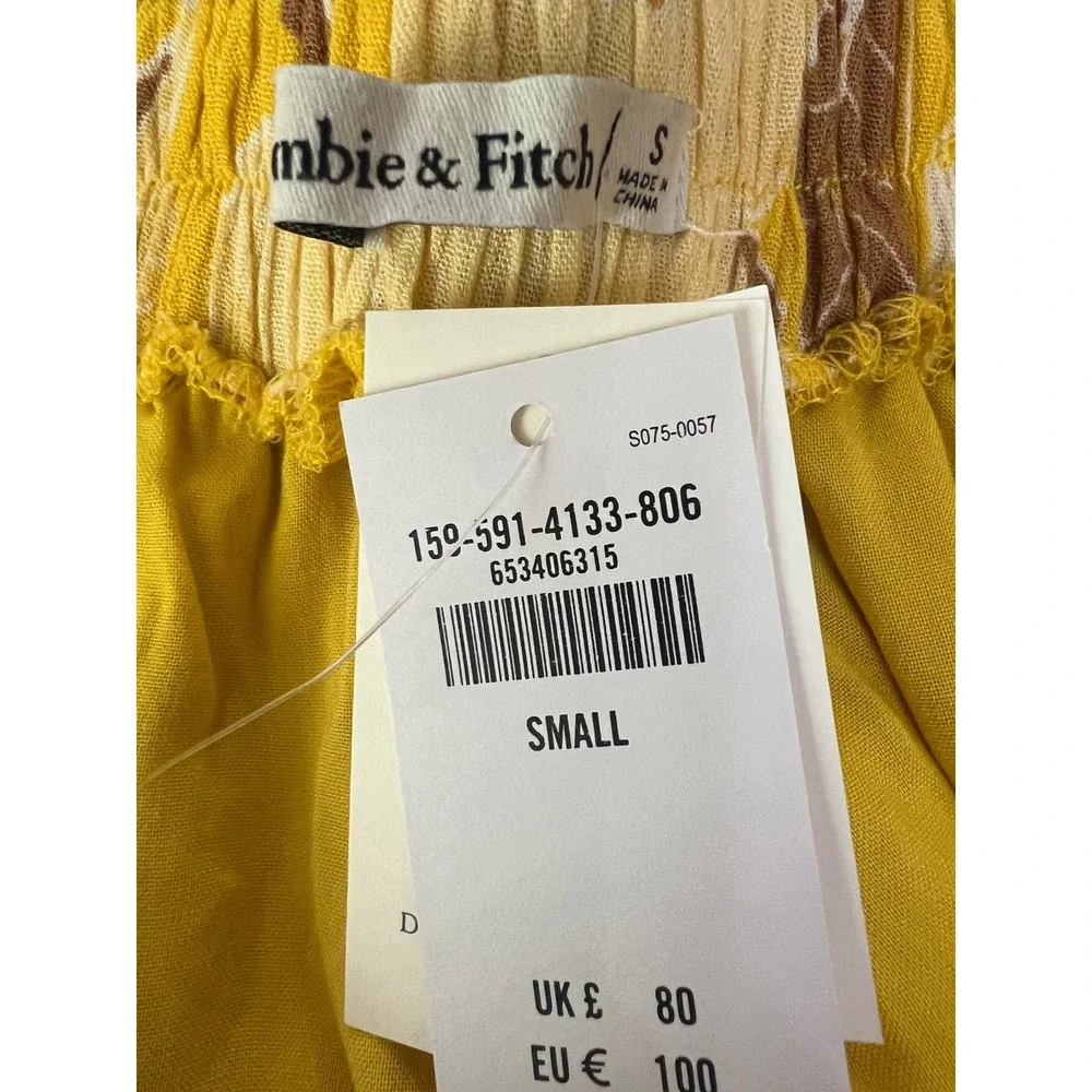 Abercrombie & Fitch yellow floral maxi dress small travel bohemian vaca resort